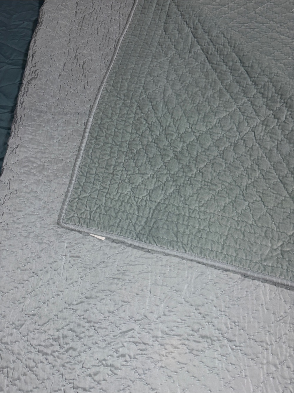 HTF Like new Pottery Barn Velvet Silk cotton Stitched Quilt 88” x 92”.
